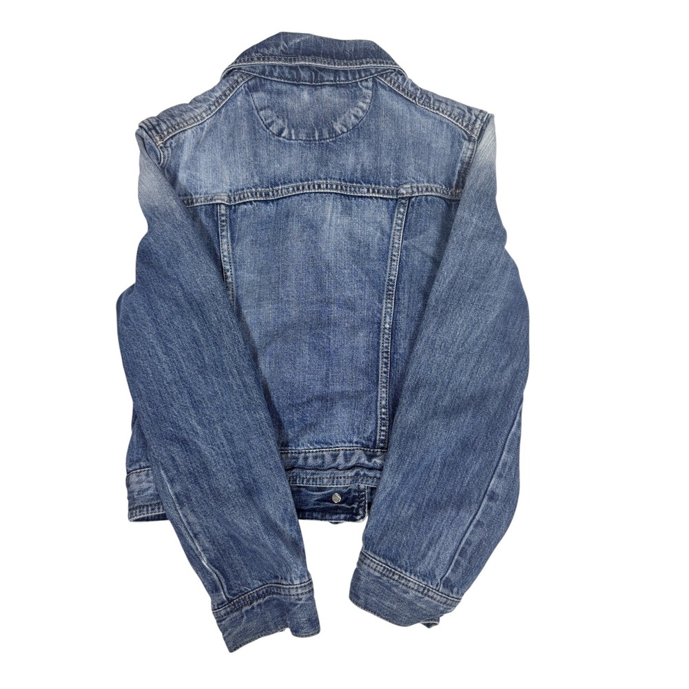 Express Womens Medium Wash Denim Jacket Blue Cropped Button Up Y2K Size XS - Picture 9 of 9